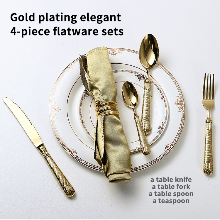 gold plating elegant 4-piece flatware sets