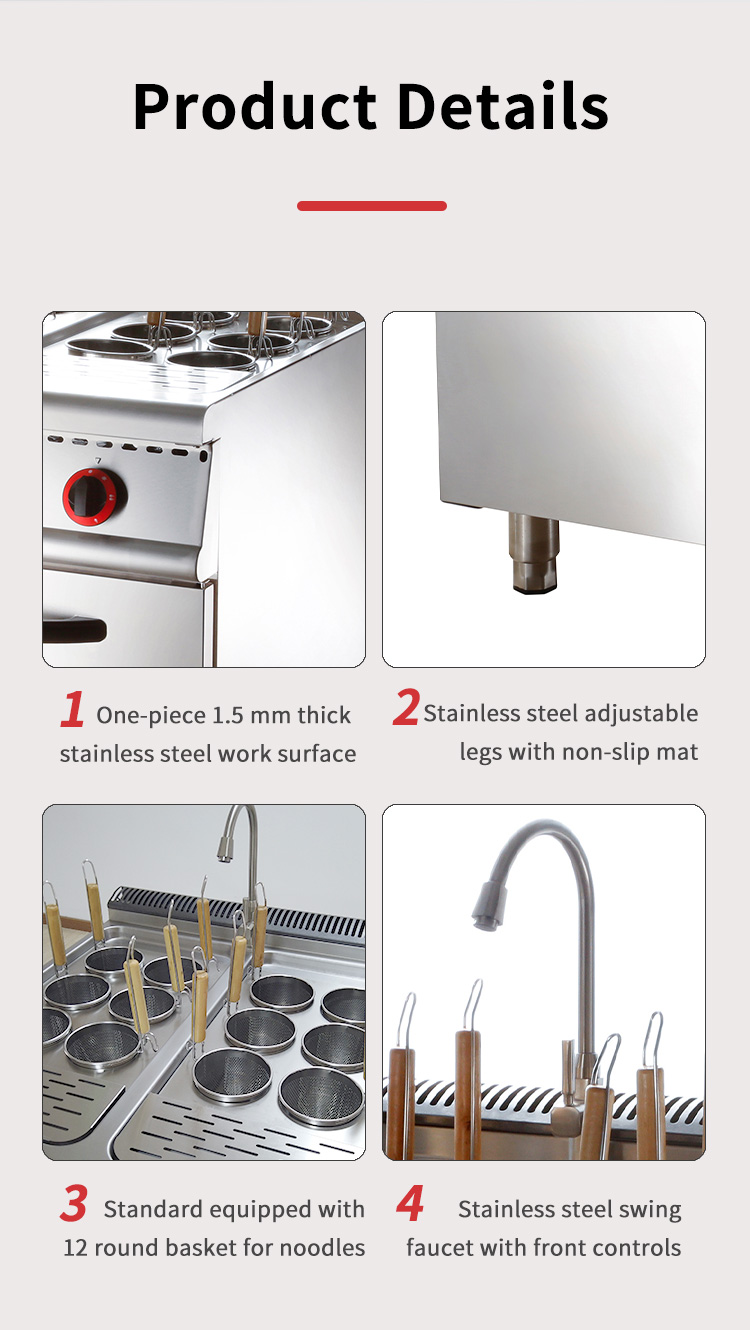 stainless steel gas noodle cooker with 12 round wire mesh baskets details_05