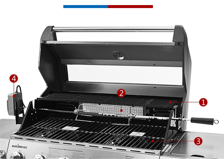 stainless steel gas barbecue grill with cover for outdoor kitchen details_07