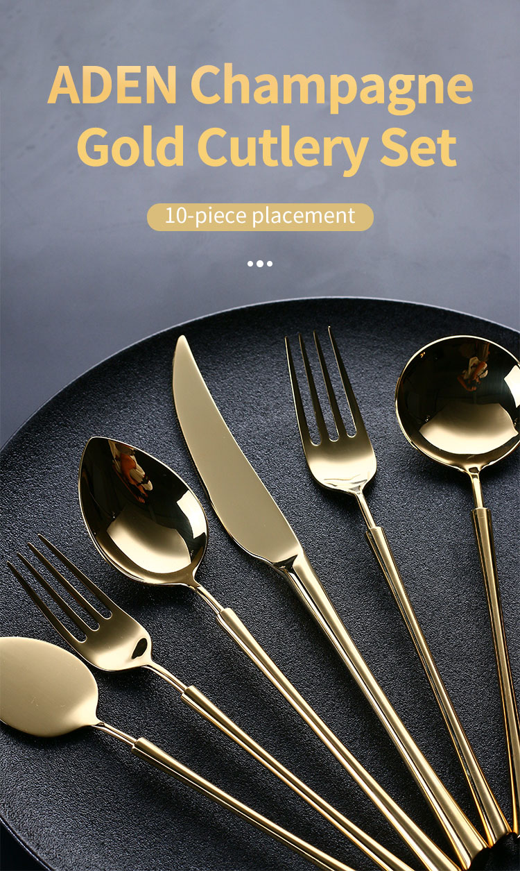 champagne gold plated flatware set