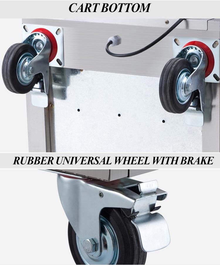 Stainless steel movable plate warmer cart