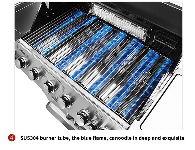 stainless steel gas barbecue grill with cover for outdoor kitchen details_10