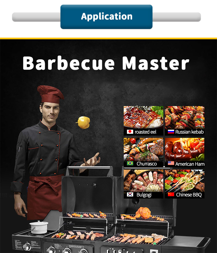 outdoor kitchen barbecue grill half charcoal half gas application