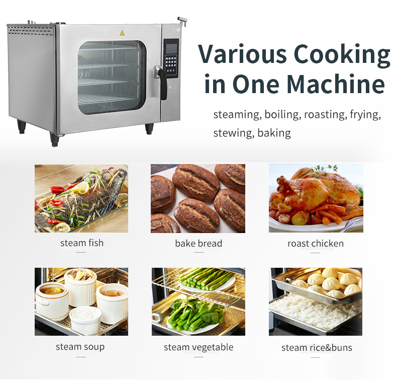 commercial stainless steel combi oven 4 pans details_01
