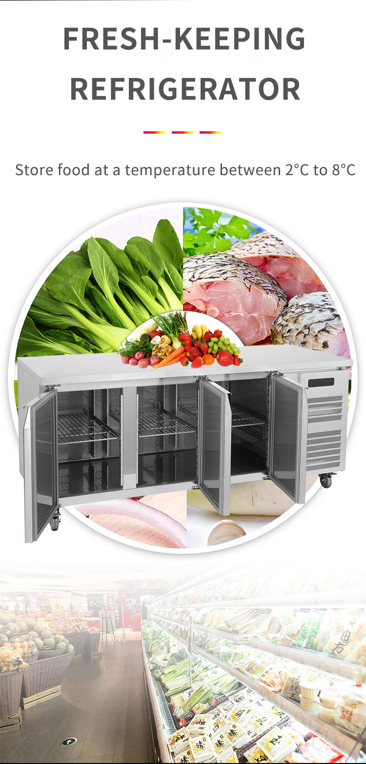 commercial 3 door fridge under counter refrigerator with drawers details_01