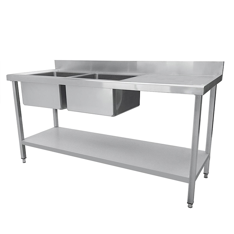Stainless Steel Double Sink with Table