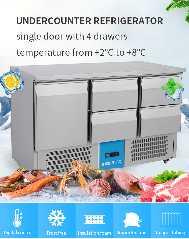 24 inch undercounter refrigerator with 1 door and 4 drawers details_01