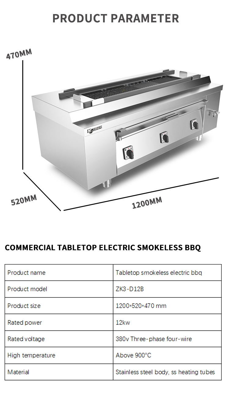 Equipamento de cozinha comercial Grill de churrasco elétrico de mesa