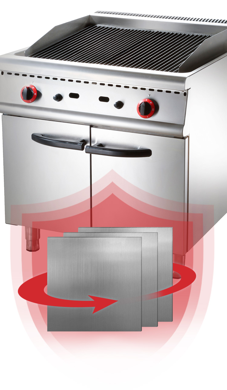 restaurant equipments 90cm cooking range lava rock grill with cabinet details_03