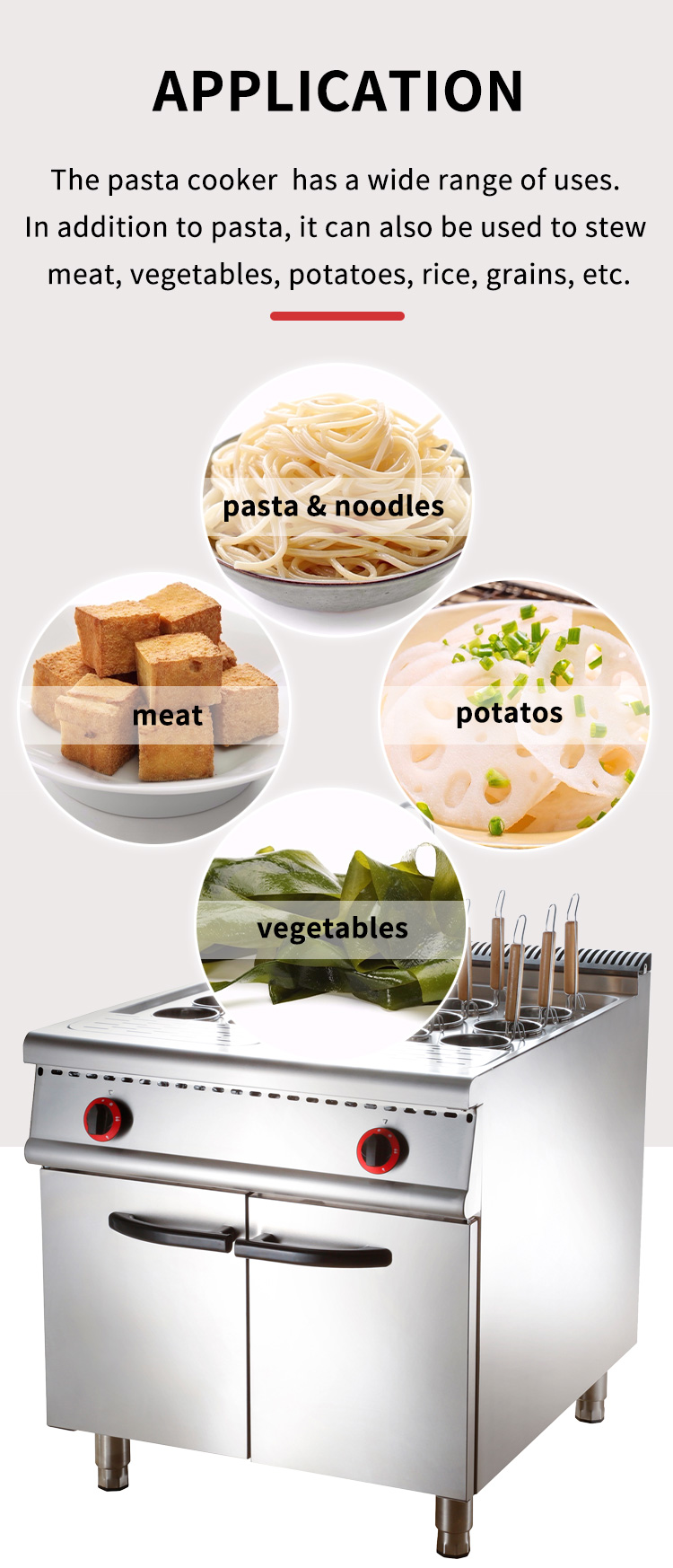 catering equipment 90cm cooking range commercial pasta cooker application