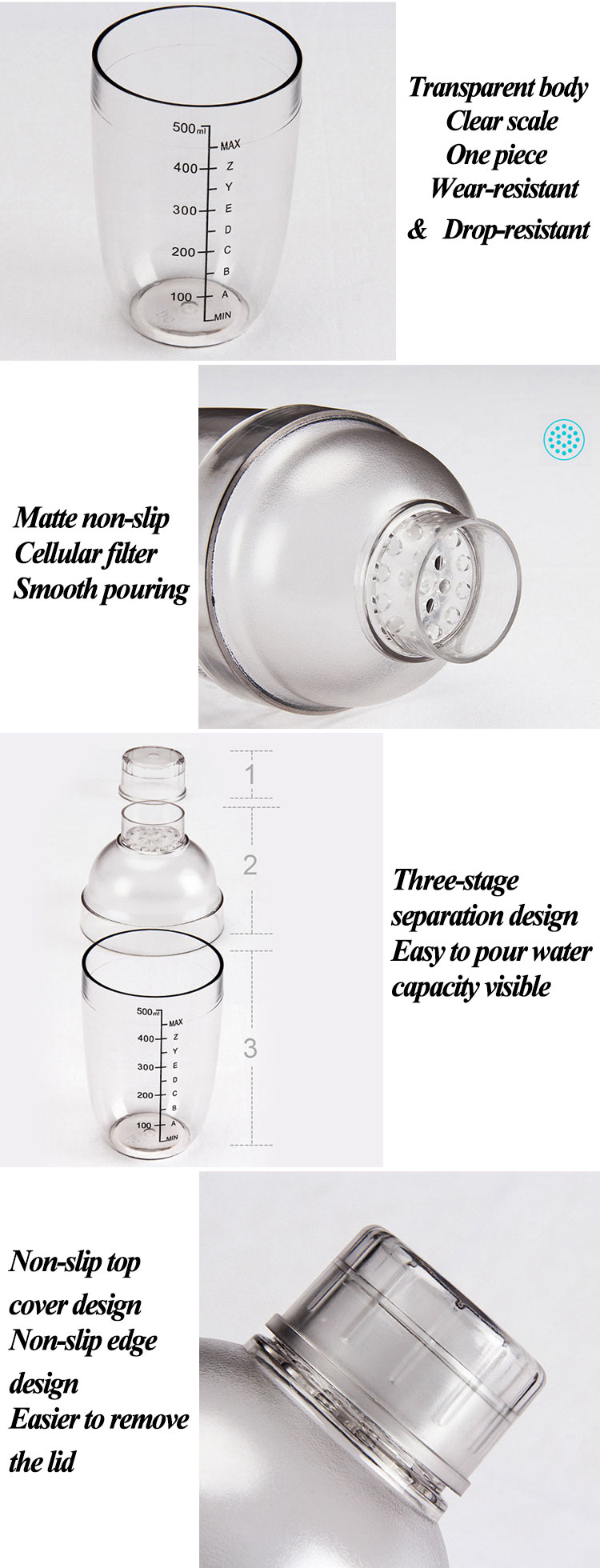 High quality Transparent Plastic Shake Cup with Scale (2)