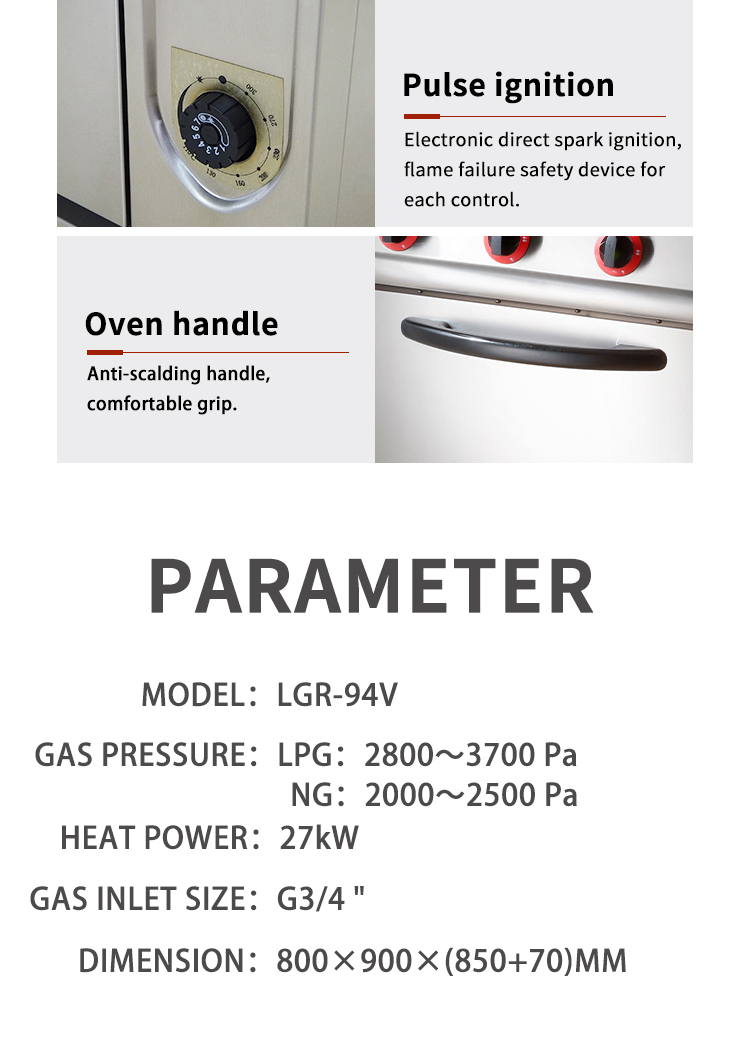 4 burner gas stove stainless steel floor type 90cm cooking range details specification_10