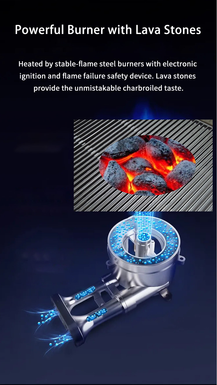 restaurant equipments 90cm cooking range lava rock grill with cabinet details_04