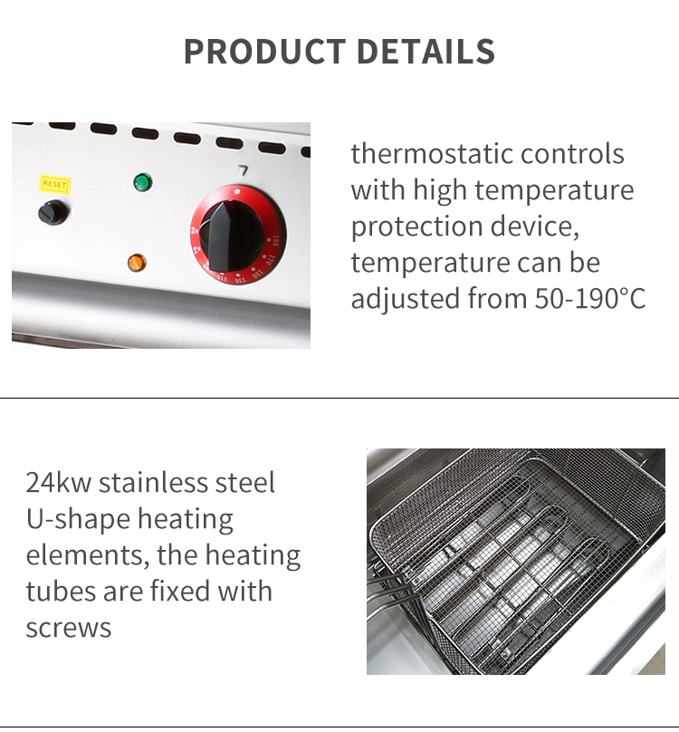 commercial kitchen equipment 24kw deep frying machine