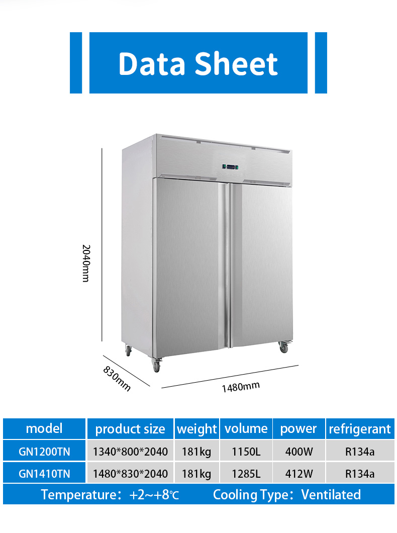 fan air cooling 2°C no frost refrigerator double door specification