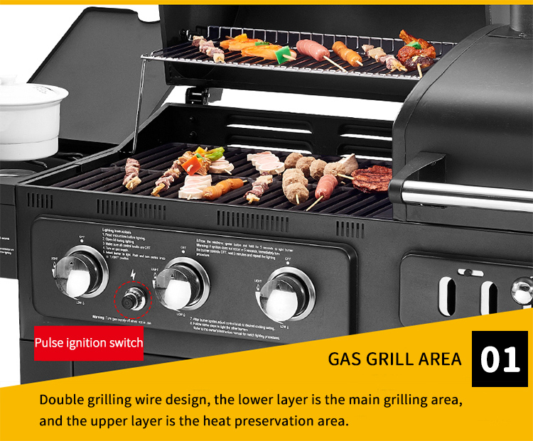 backyard cast iron char broil 3 burner gas grill details_03