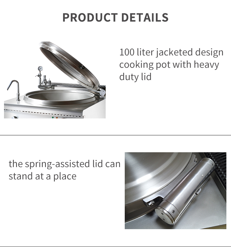 commercial kitchen equipment electric jacketed boiling pan with 100 liters