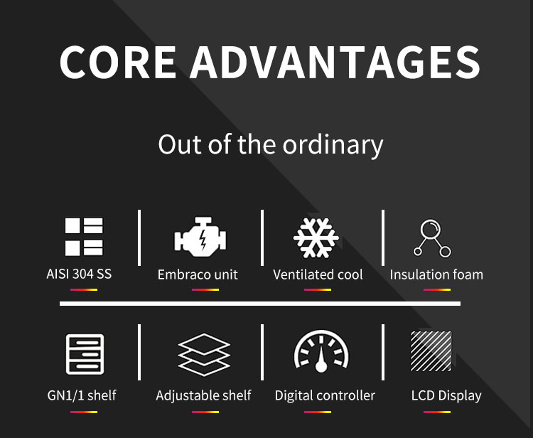 commercial 3 door fridge under counter refrigerator with drawers details_02