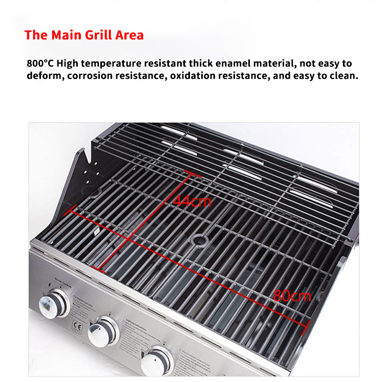 stainless steel gas barbecue grill with cover for outdoor kitchen details_08