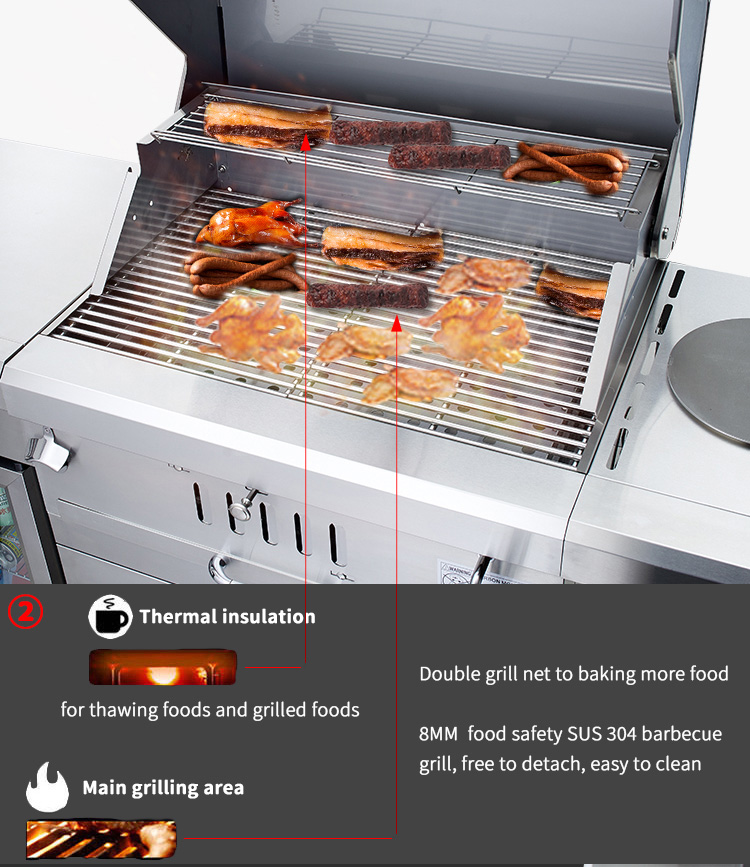 outdoor patio kitchen stainless steel charcoal grill details_03