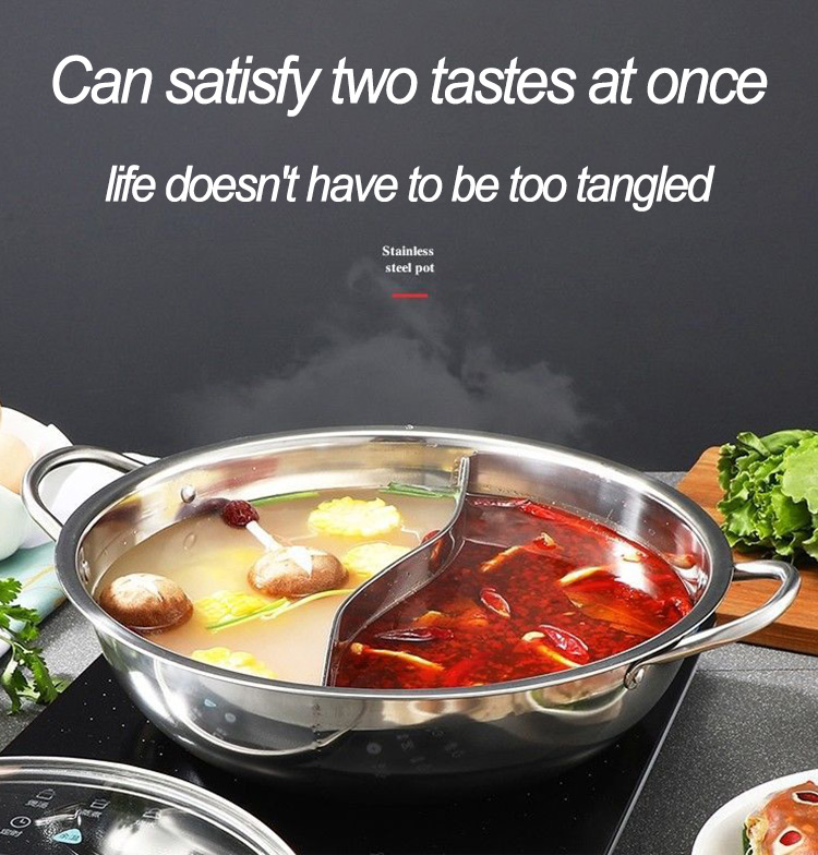 Stainless Steel Restaurant hot pot with divider (1)