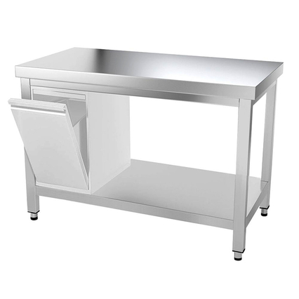 Industrial Workbench with Trash Bin