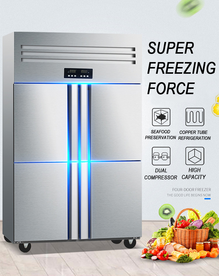 industrial kitchen refrigerator 6 door freezer with digital display control