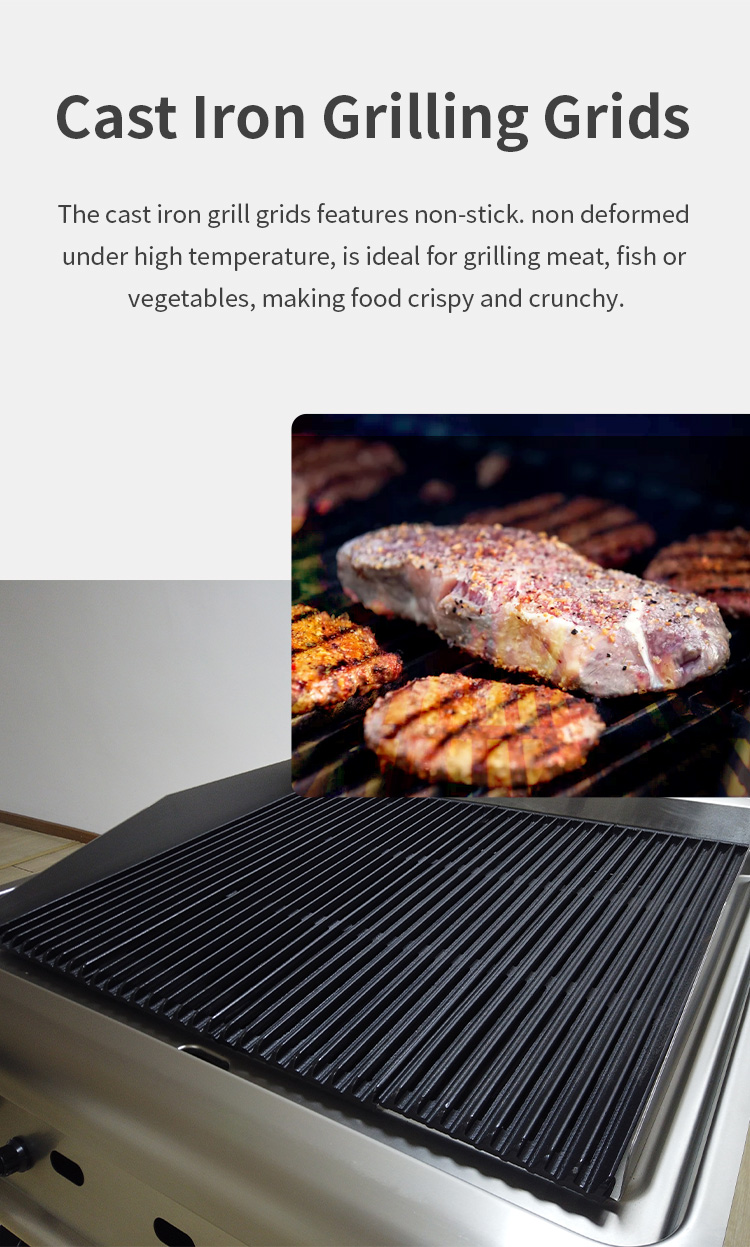 restaurant equipments 90cm cooking range lava rock grill with cabinet details_05