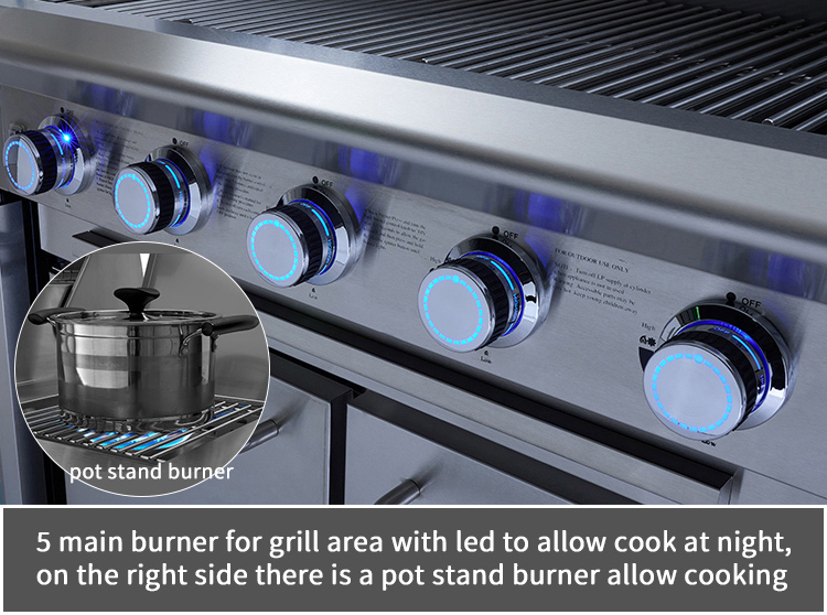 stainless steel outdoor kitchen barbecue with fridge with sink details_08