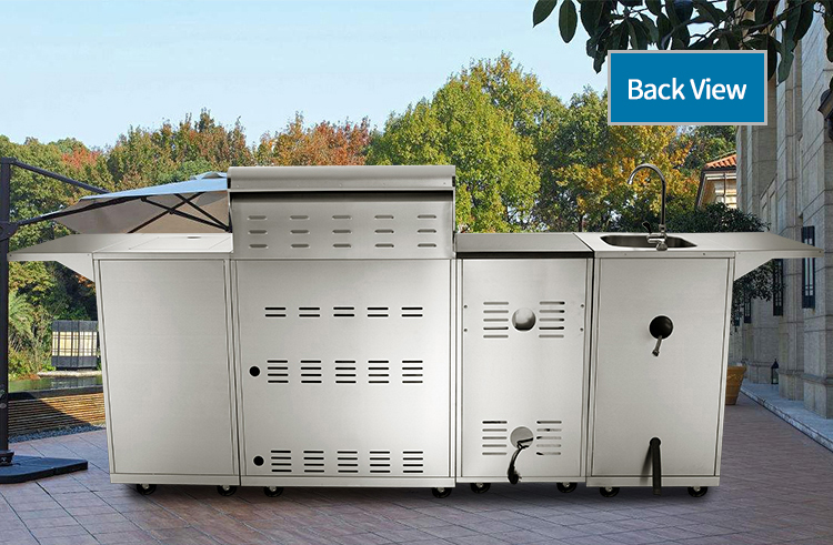 stainless steel outdoor kitchen barbecue with fridge with sink details_04