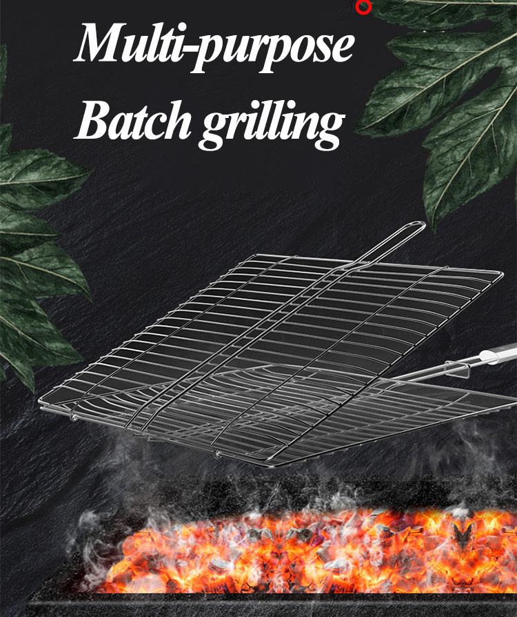 Stainless steel BBQ grilling Mesh with wooden handle (2)