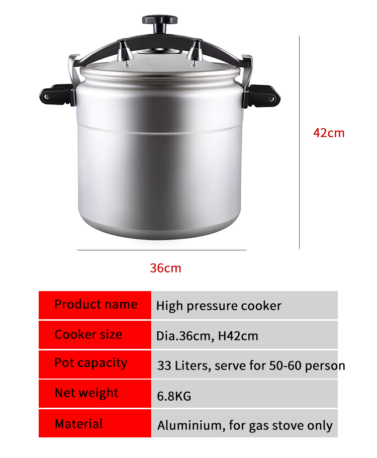 commercial pressure cooker with capacity of 33liter