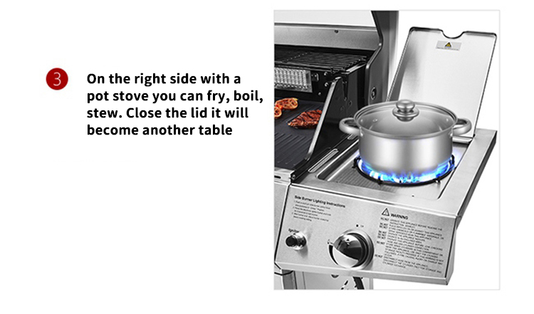 stainless steel gas barbecue grill with cover for outdoor kitchen details_06