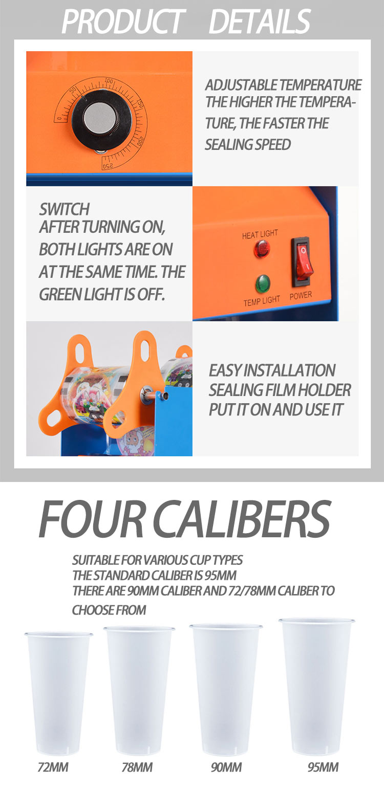 9095mm Cup Diameter Sealing Machine for Bubble Milk Tea (2)