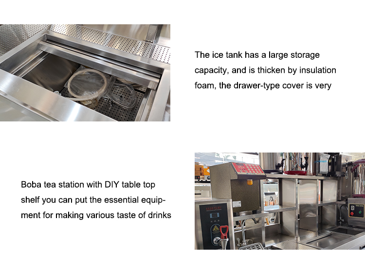 boba tea station with sinks