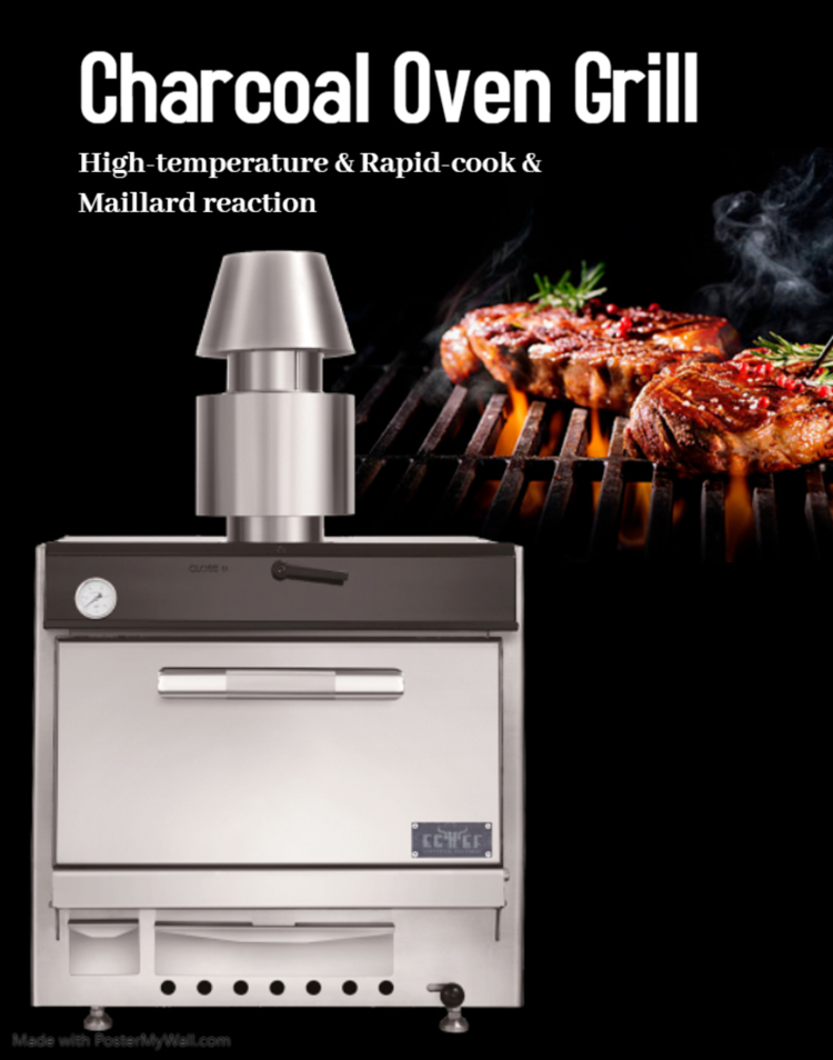 single chamber charcoal oven grill with adjustable grates