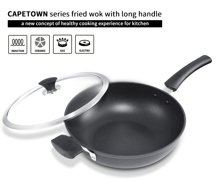 Braten Sie den Wok mit flachem Boden an