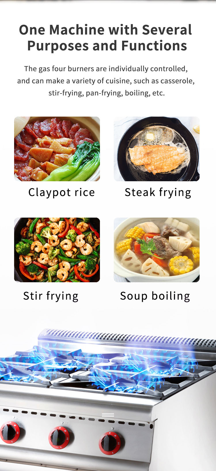 4 burner gas stove stainless steel floor type 90cm cooking range details_04