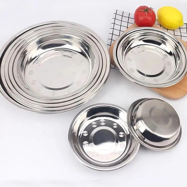 polishing catering metal round dinner plate