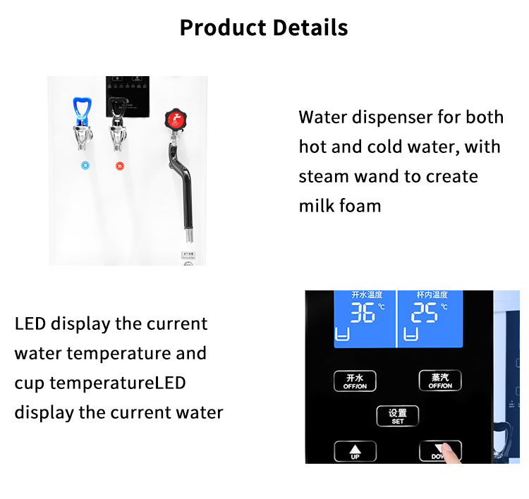 3 in 1 automatic hot cold water dispenser milk frother and steamer