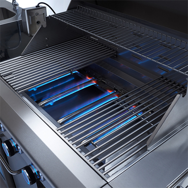 outdoor bbq kitchen with fridge