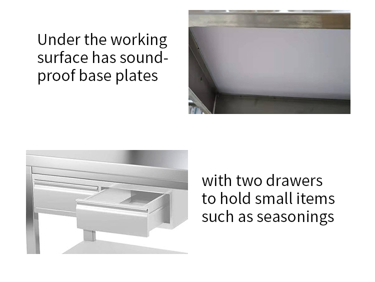 kitchen steel table with drawers