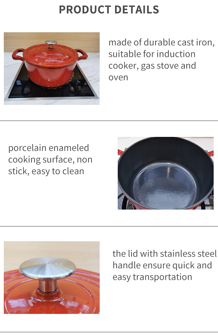 enamel coated cookware 23cm round cast iron enamel pot