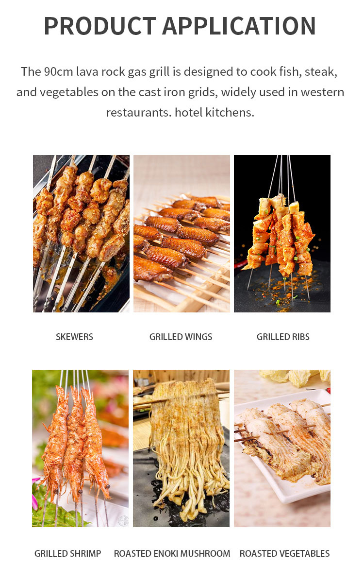 restaurant equipments 90cm cooking range lava rock grill with cabinet details_08