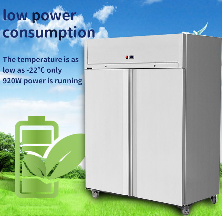 commercial upright freezer with double door with casters details_05