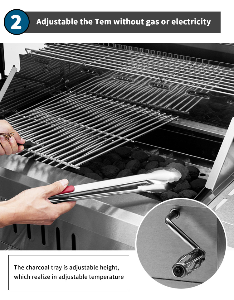Edelstahl -Holzkohlegrill mit Schrankdetails_04