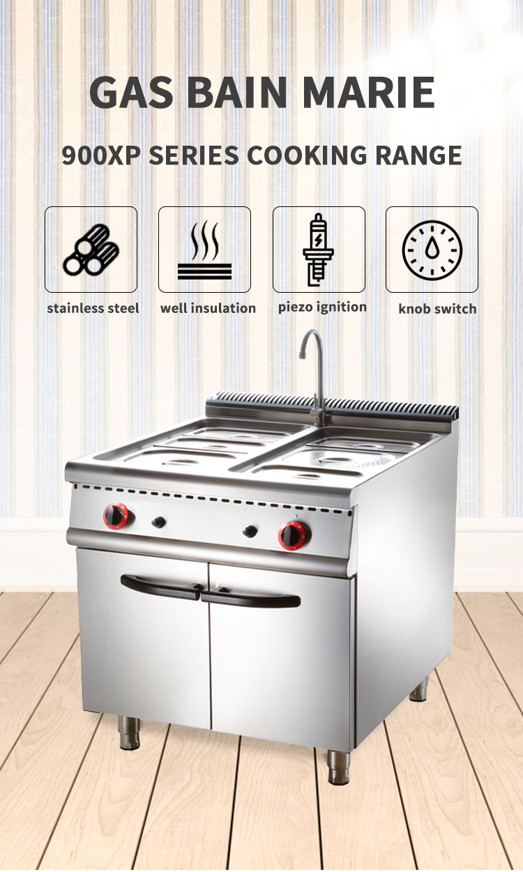 900 series freestanding gas bain marie with cabinet