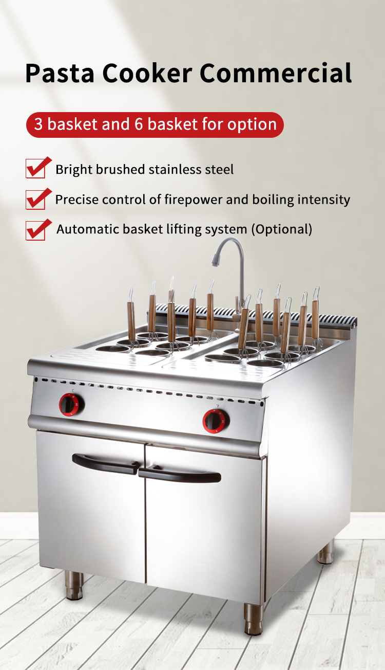 stainless steel gas noodle cooker with 12 round wire mesh baskets
