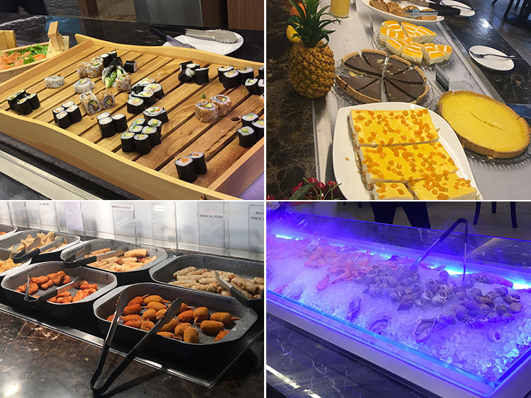 buffet table for sushi and seafood