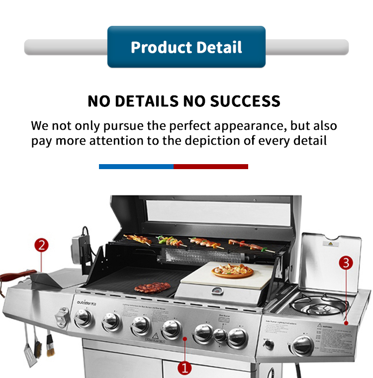 stainless steel gas barbecue grill with cover for outdoor kitchen details_03